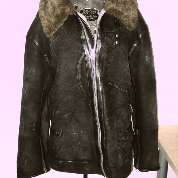 Banana Republic Size  XXL Genuine Fur Shearling Squadron Flight Jacket New w Tag - Picture 3 of 12